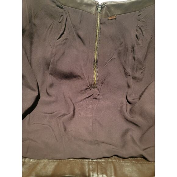 Free People Mini Skirt Vegan Leather Chocolate Brown Boho Rock X-Small 26" Waist - Picture 11 of 12